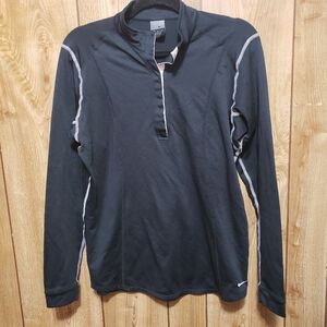 Nike Dri Fit Womens 1/4 Snap Long Sleeve Mock Neck Black Athletic Shirt Size LT